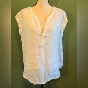GAP Cream Cap Sleeve 100% Linen Blouse